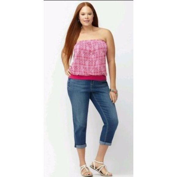 Lane Bryant Pink Printed Tube Top Tank 26/28 - Picture 1 of 3